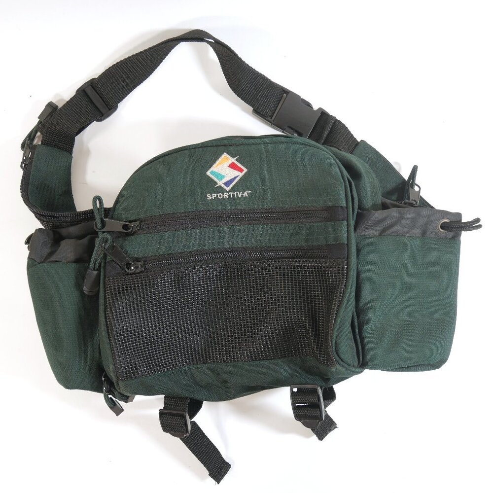 Sportiva Green Hiking Backpacking Camping Fanny Pack Water Bottle Holder
